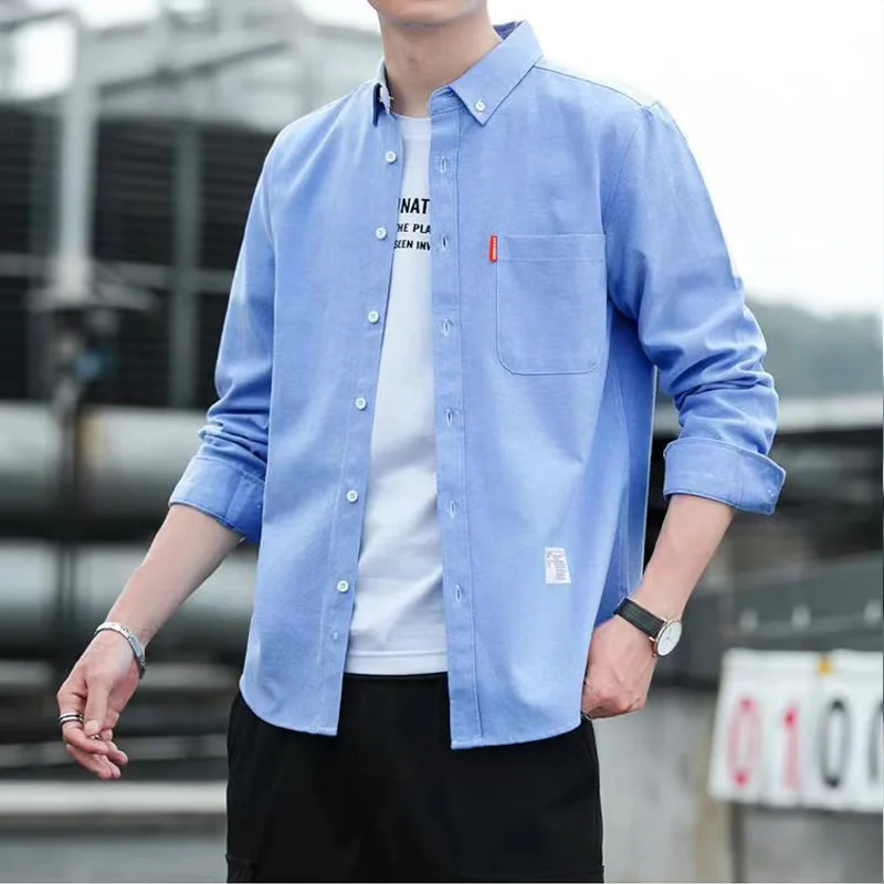 

Весенне-осенняя новинка: мужская удлиненная рабочая куртка свободного кроя, повседневная, модная, однотонная, с воротником, для молодежи