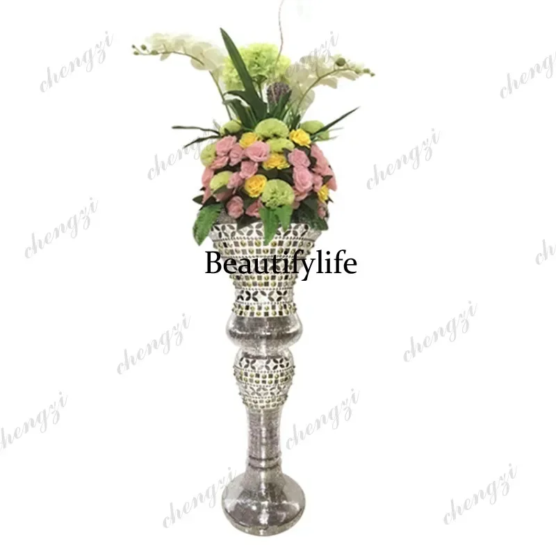 03 simple fine glass sticker pearl floor vase simulation flower device living room home hotel decoration