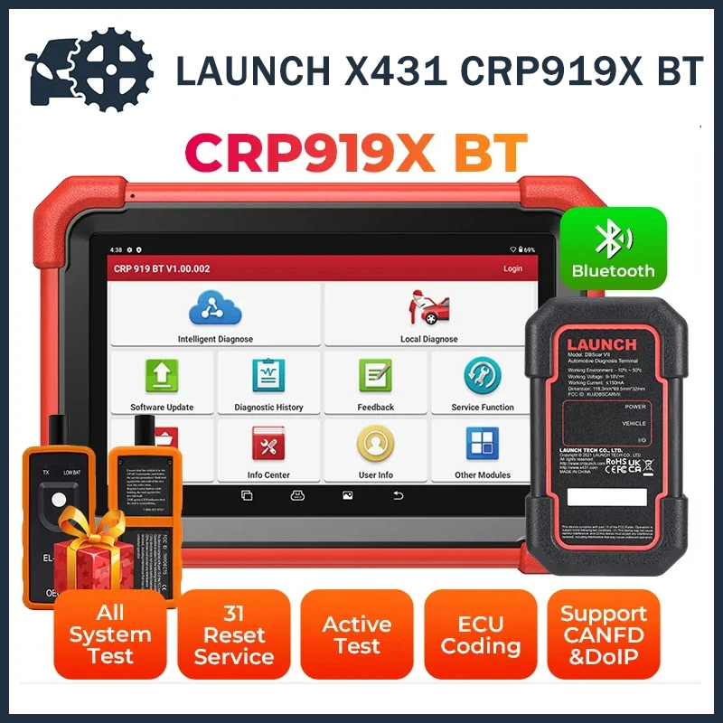 

Original LAUNCH X431 CRP919X BT OBD2 Scanner Automotive Diagnostic Tools Car CANFD DOIP ECU Coding OBDII Professional