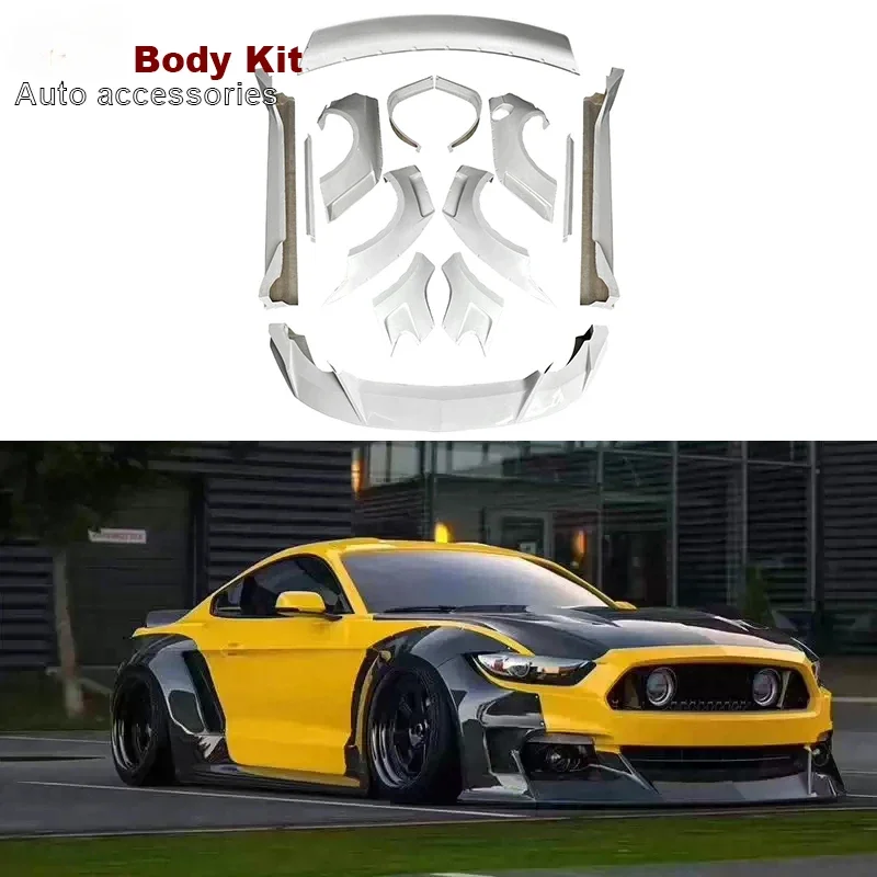 High Quality CD Style Wide Body Kit For Ford Mustang Front Bumper Lip Side Skirt Fender Spoiler Bodykit 2015-2017