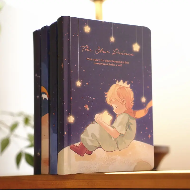 The Little Prince Series Cute Notebooks  Full Color Page Illustration Boy Diary Student Hardcover Thick Notepad