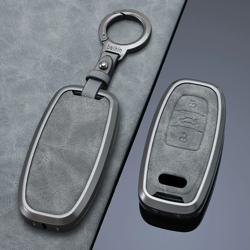 

Zinc Alloy Leather Car Remote Smart Key Cover Case Shell For Audi A1 A3 A4 A5 A6 A7 A8 Quattro Q3 Q5 Q7 2009-2015 Accessories