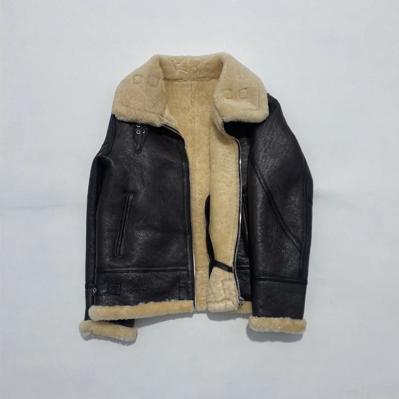 

Hot Sales New Women Winter Warm Thick Quality Genuine Shearling 100% Real Fur Jacket Natural Sheepskin With Wool Coat