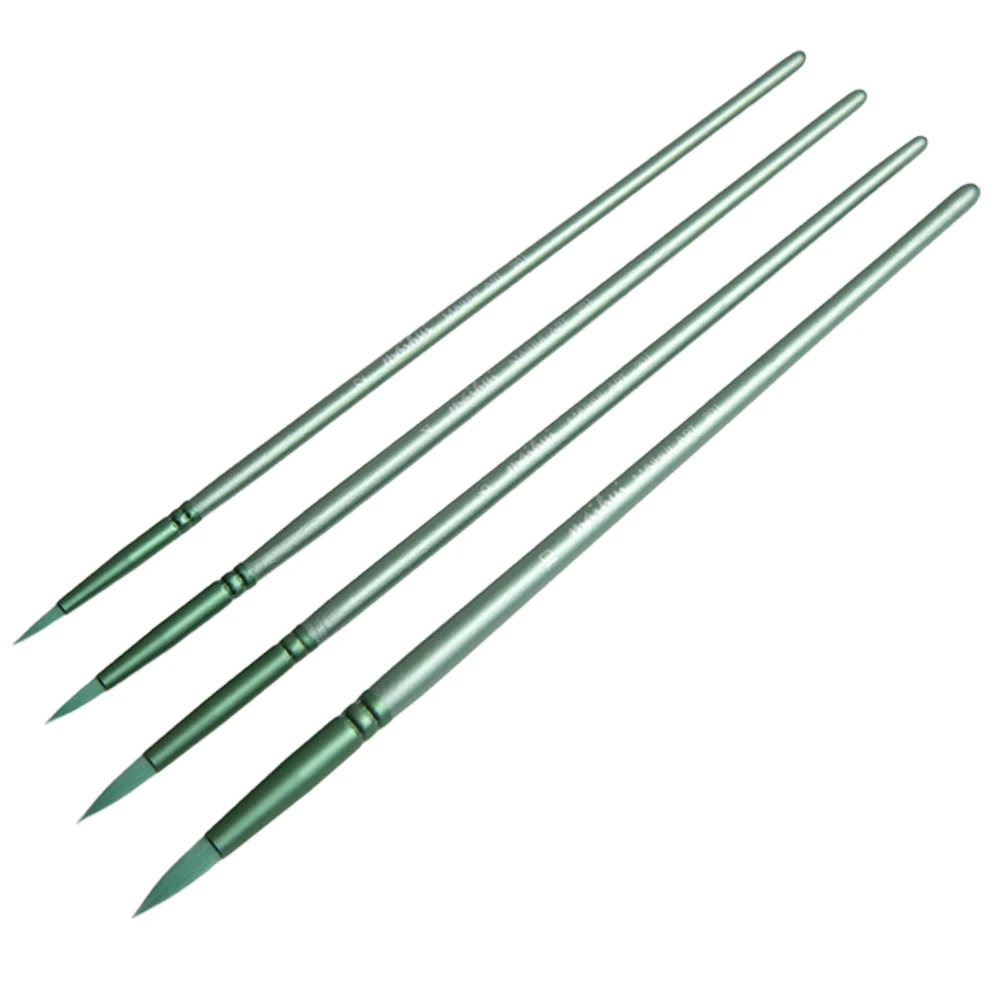 4/6 قطعة فرش الطلاء بالألوان المائية مجموعة فرش الطلاء النايلون الشعر أشار تلميح فرش الطلاء مجموعة مقبض طويل لنموذج مصغر #5