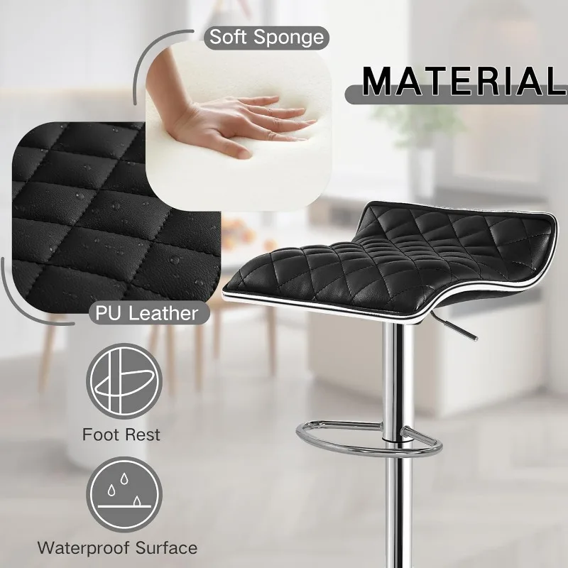 Adjustable Bar Stools Set of 2, Bar Height Stools for Kitchen Counter