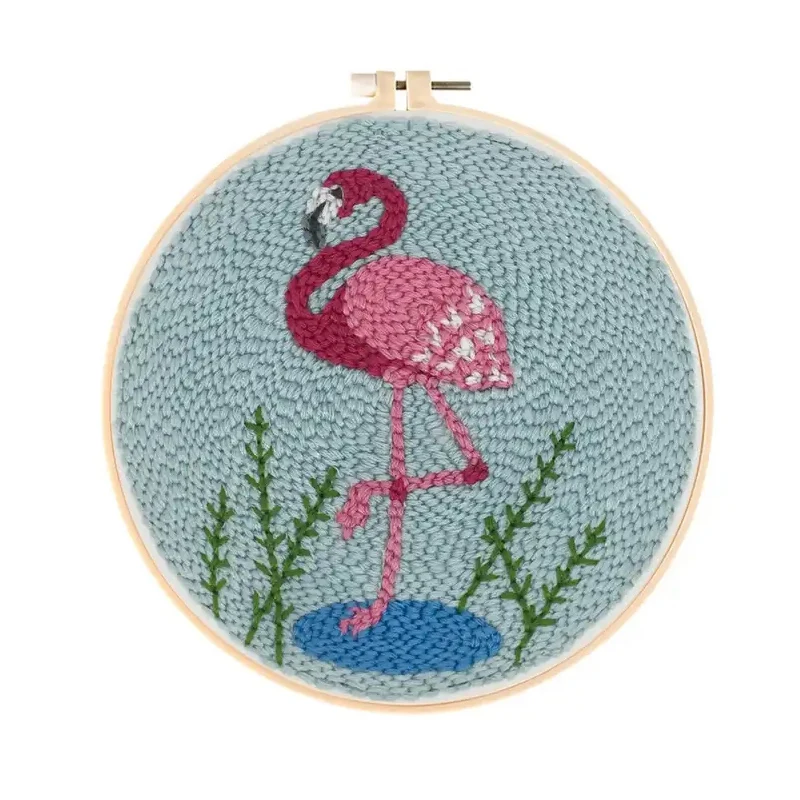 

Lake Flamingo Bird Cross Stich Embroider Kit Handmade Poke Needle Wool Threads Punch Kit For DIY Women Crafter Beginner Mom Gift