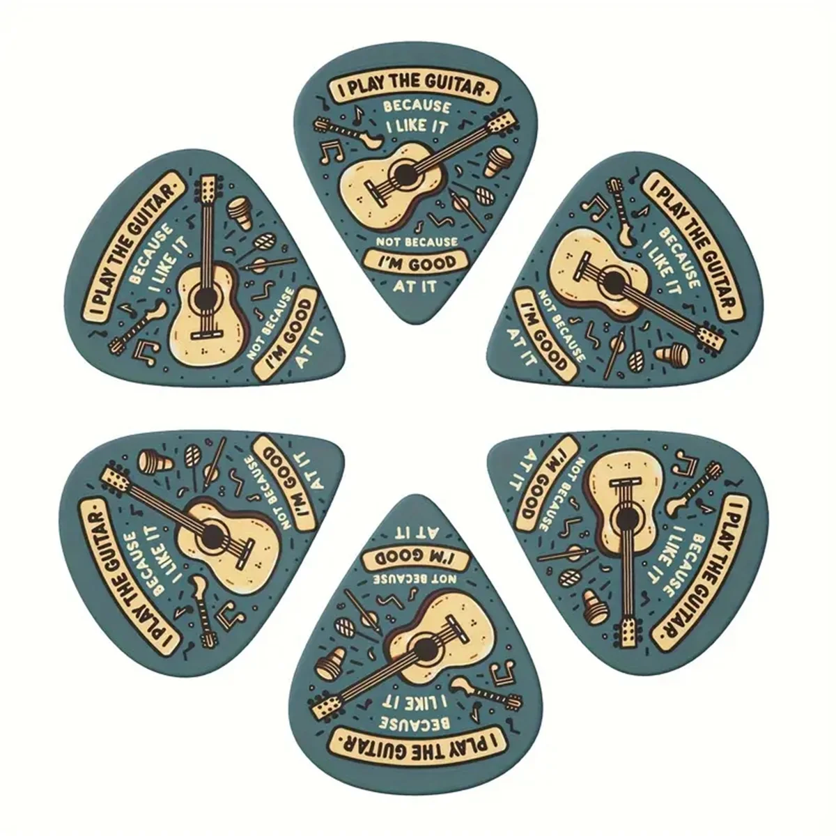 6 Pcs Original Sound Guitar Picks, Double-Sided Printed Ukulele Guitar Finger Shrapnel, Keychain Holster, Gift For Music Lovers