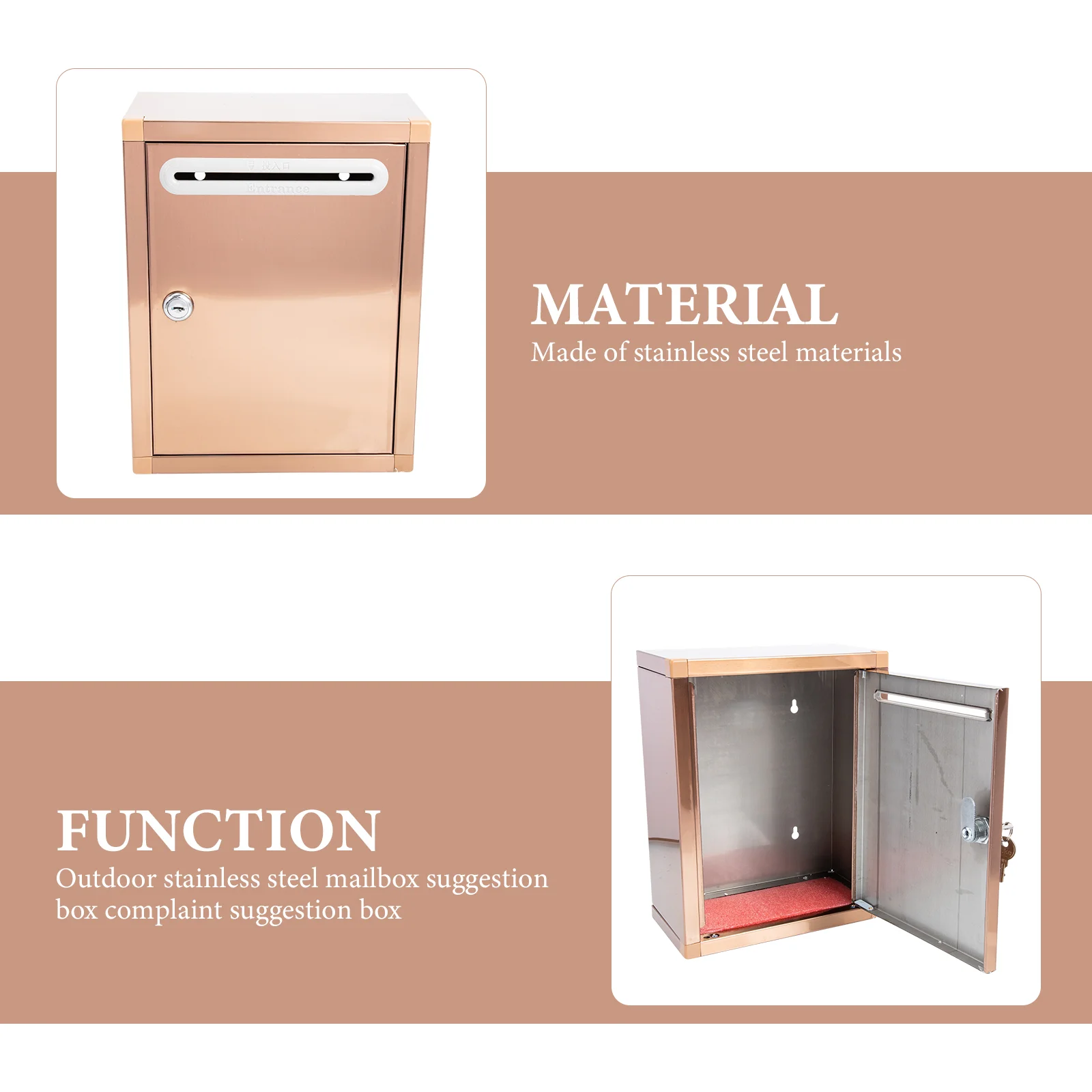 Ballot Box Stainless Steel Mailbox Office Letter Storage Container Suggestion Case