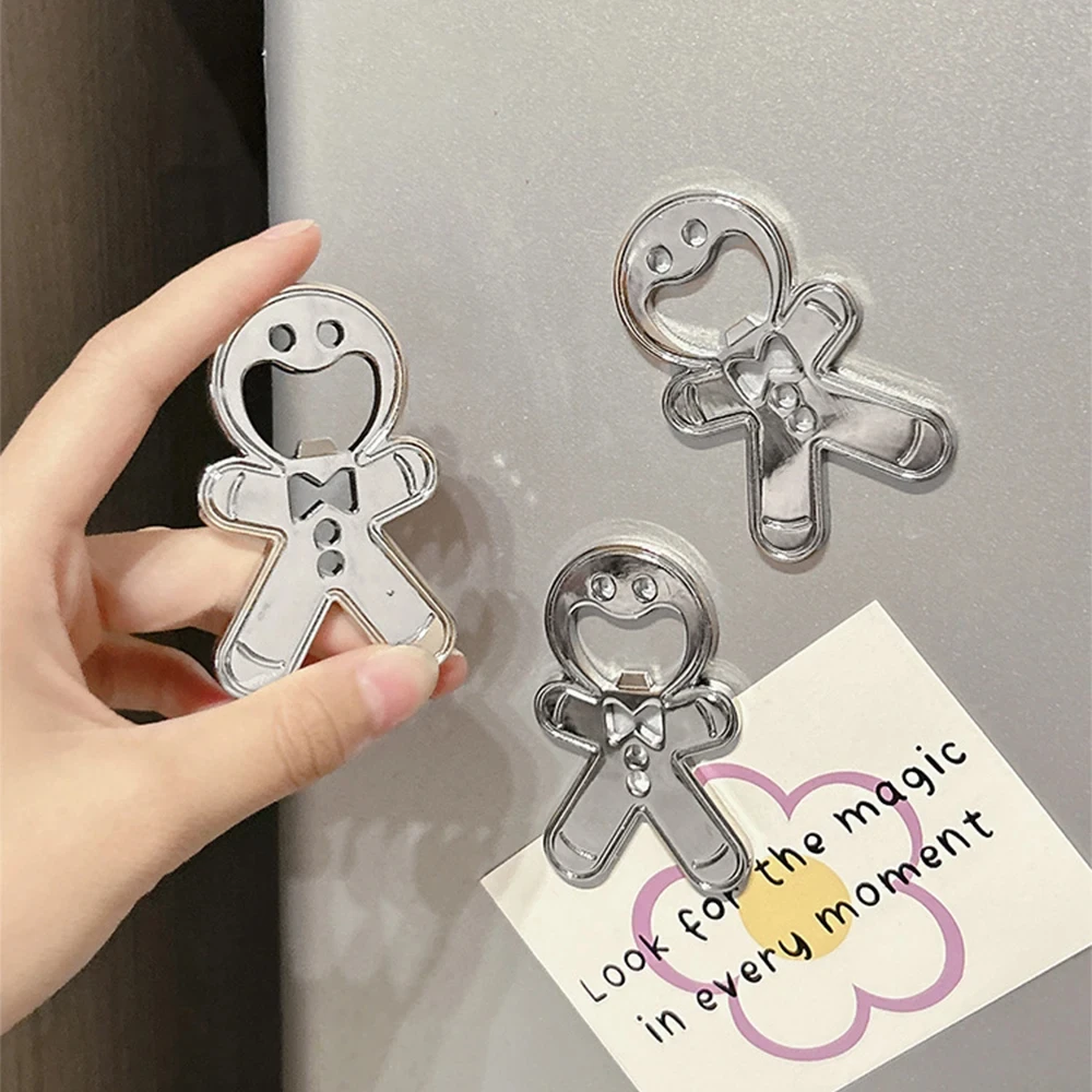 Magnetic Gingerbread Man Bottle Opener Stainless Steel Bottle Opener Fridge Soda Glass Cap Remover Kitchen Metal Beer Bar Tool