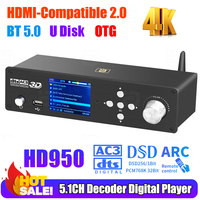 HD950 Bluetooth Audio Decoder 5.1CH Digital Player DTSHD Atmos 4K DSD PCM768KHz32BIT DAC ARC PCUSB OTG HDMI-Compatible Converter