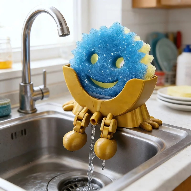 Smiley Dish Scrubber Drain Rack Home Kitchen Use Scrub Scrubber Sponge Storage Box Convenient Storage Innovative Design