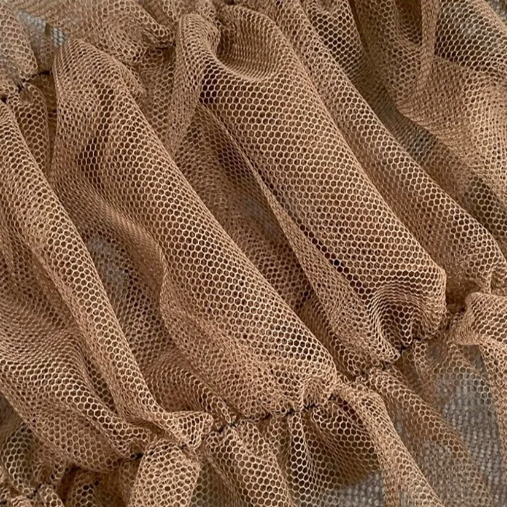 แฟชั่น Balletcore ตาข่ายมินิกระโปรงเกาหลีสไตล์ Y2k Ruffle กระโปรง Harajuku Lace Up Butt ผ้าม่านการจับคู่กางเกง