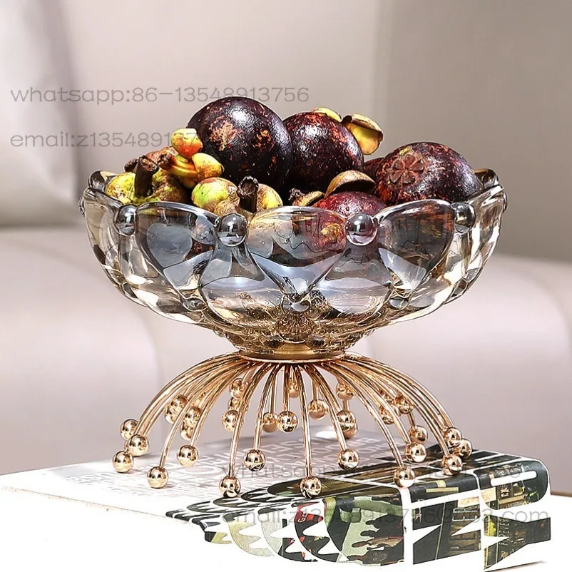 

Light Luxury Thickened Crystal Glass Fruit Plate Household Living Room Tea Table Zero Sugar Exquisite Fruit Plate