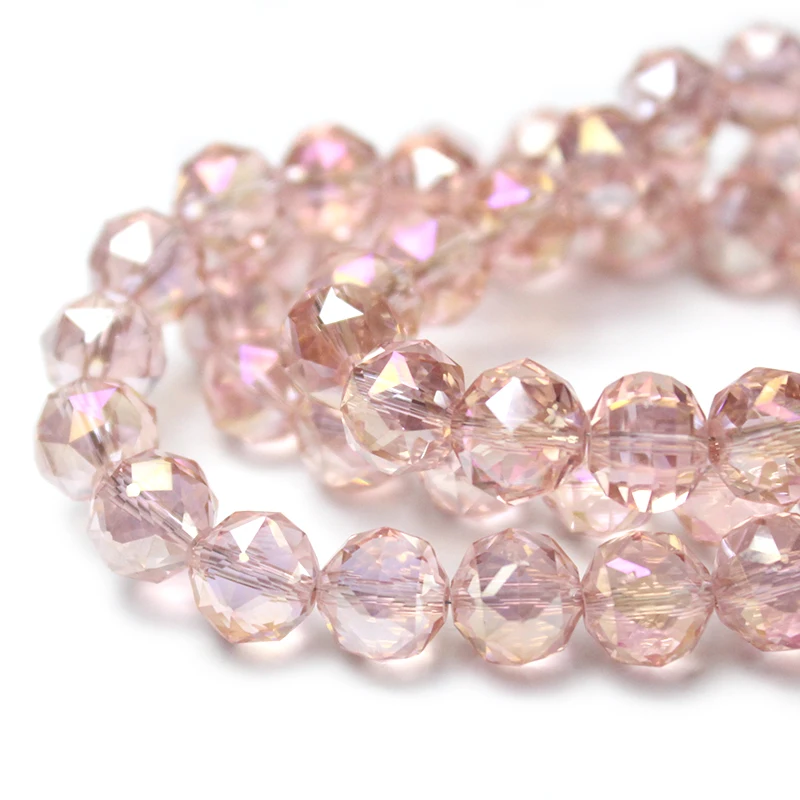Pink Plating Clear Austria Crystal Faceted Glass Loose Spacer Beads For DIY Bracelet Earrings Necklace Jewelry Making Accessorie