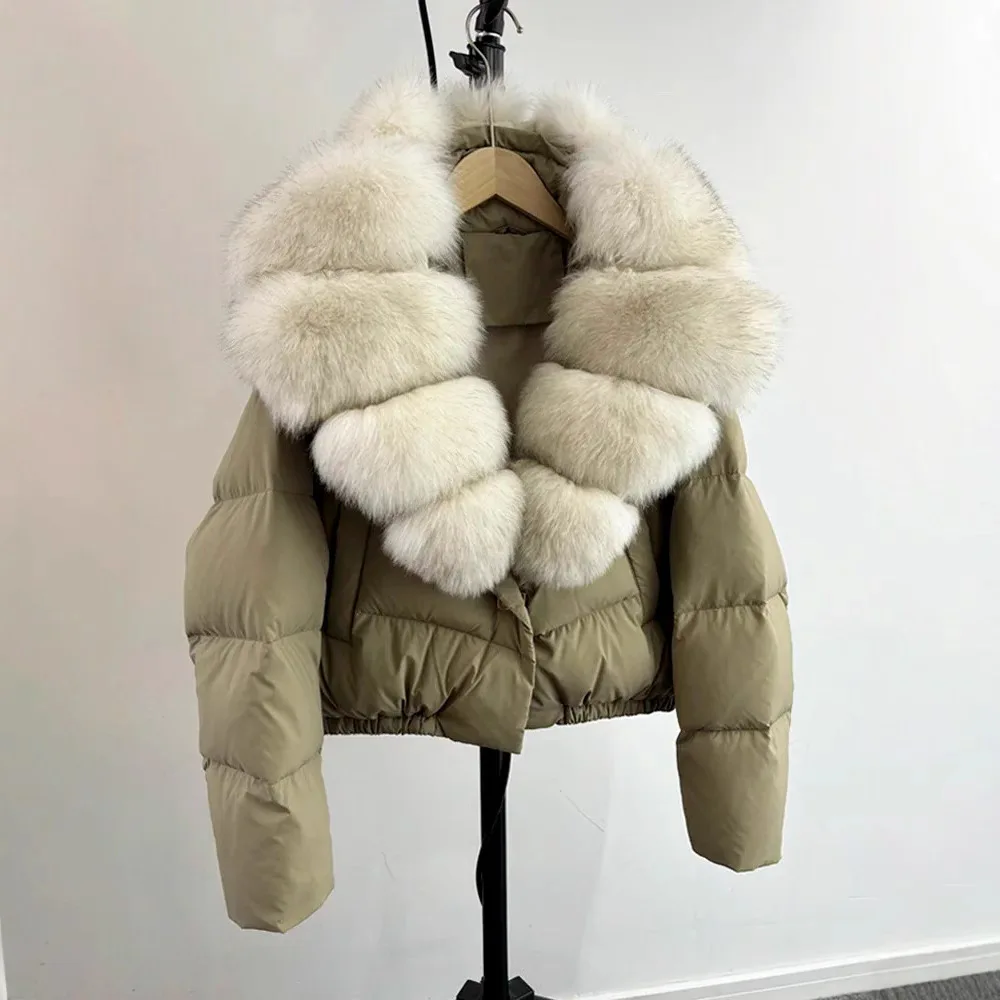 2025 الملابس النسائية مزاجه كبير الفراء طوق قصير دافئ أسفل سترة 1025 #3