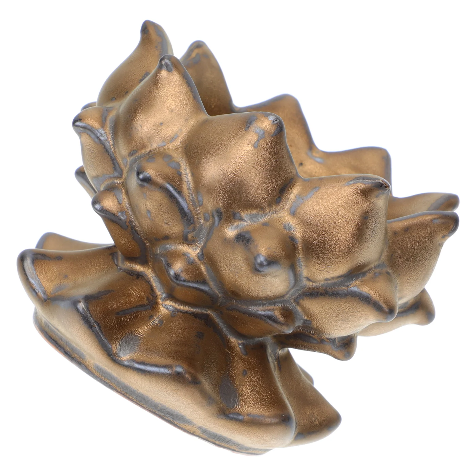 

Buddha Hall Holder Ceramic Candlestick Lotus-shaped Base Worship Retro Adornment Short Stand Decorative
