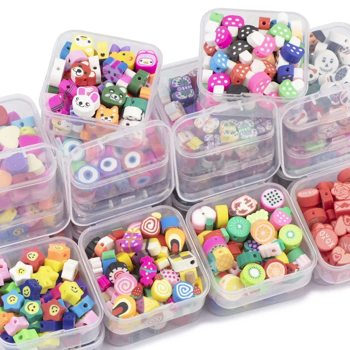Obstförmige Pilz-Rosen-Eiscreme-Buchstaben-Sterne Lose Spacer-Perlen 50 Stück/Box für Schmuckherstellung Armband Halskette DIY 8-10mm
