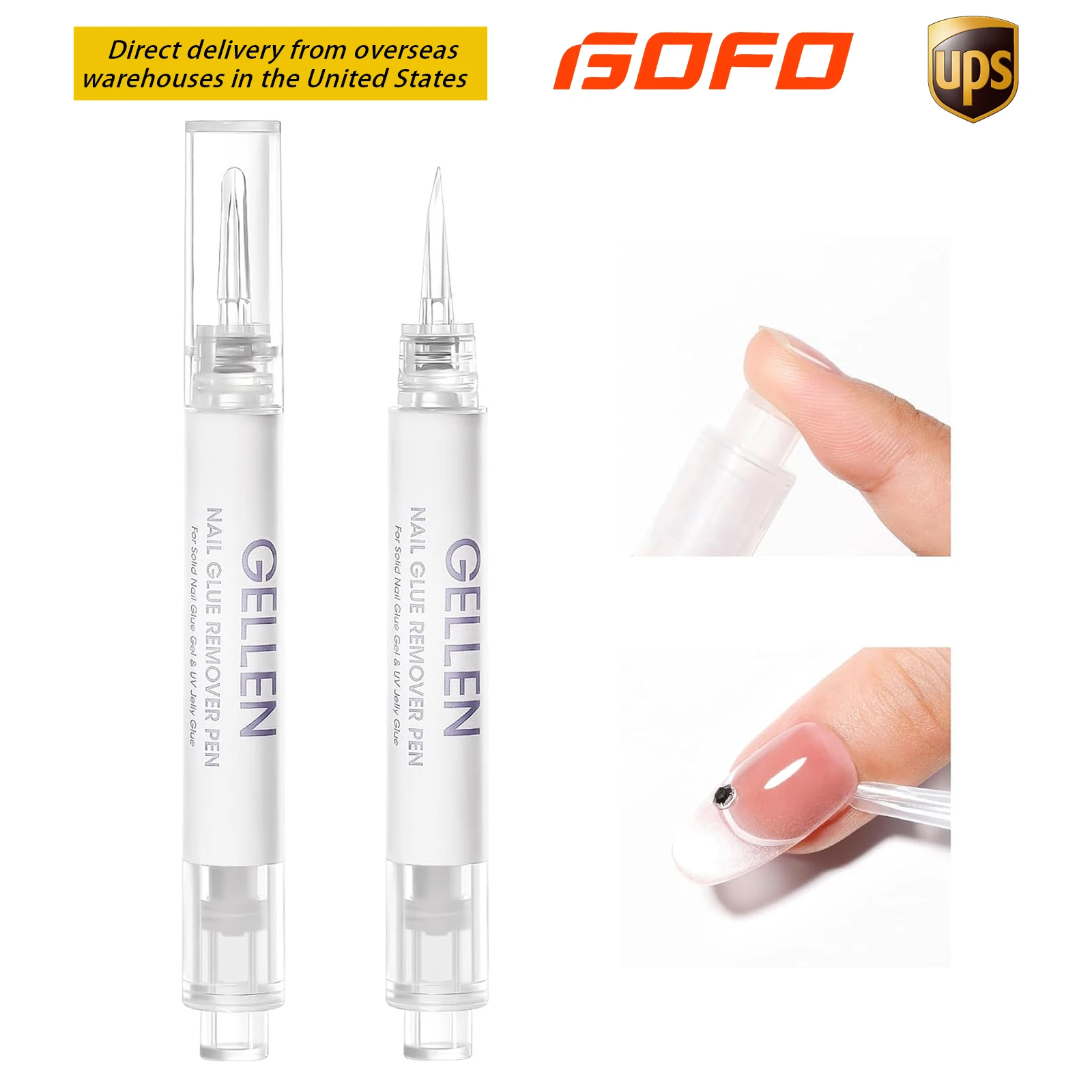 

GELLEN 2Pcs Nail Glue Remover Pen Quick Removal 10s Fake Nail Kit Press on Acrylic Solid Non Acetone Adhesive Nail Art Supplies