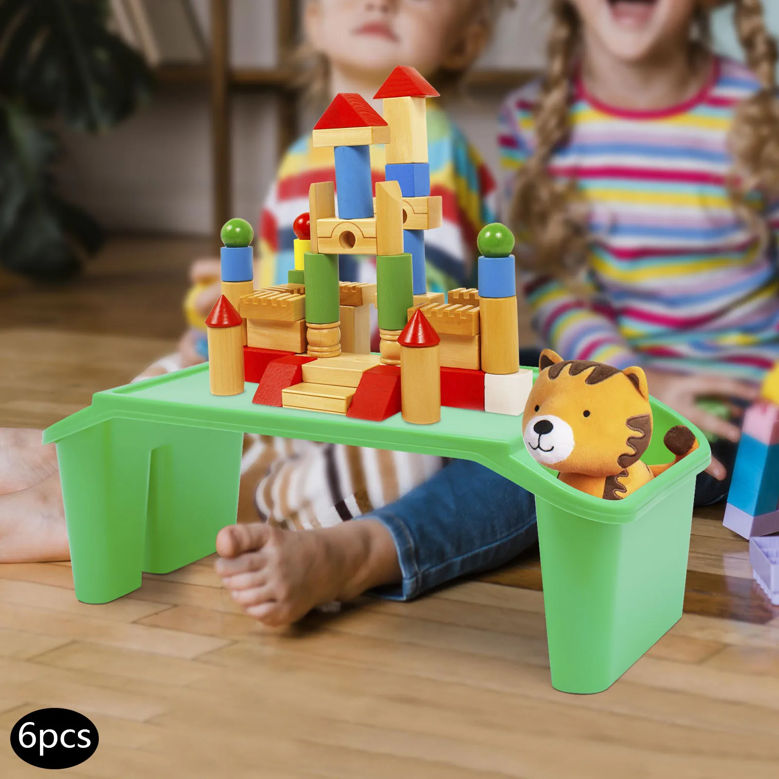 

6Pcs Children Kids Lap Desk With Side Pockets Multipurpose Activity Dining Table