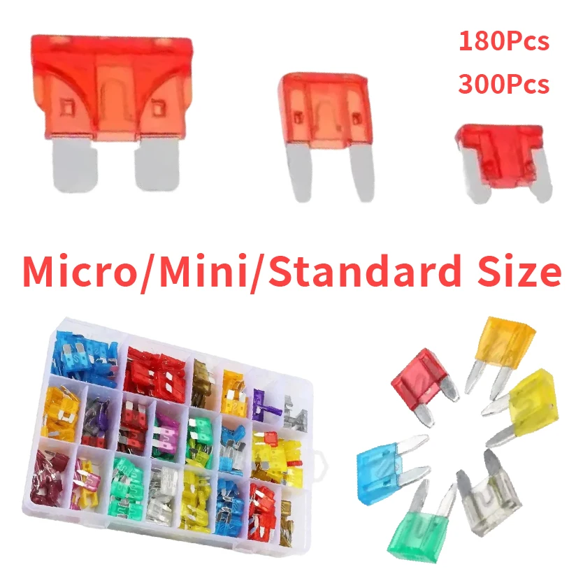 

Ассорти комплектов автомобильных предохранителей Mini Standard Micro с коробкой 180 шт. 300 шт.