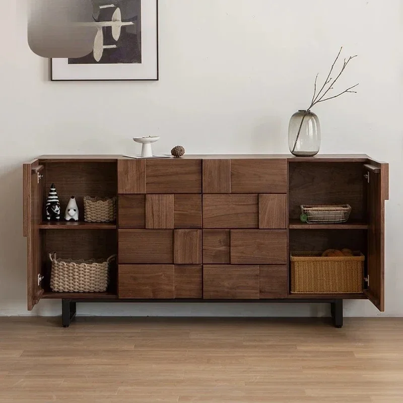 

NNFun Wood Furniture Solid Wood Chest Cabinet Black Walnut Side Cabinet