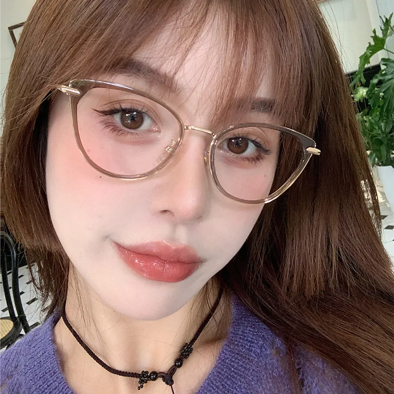 Retro Cat Eye Glasses for Women Men Outdoor UV Protection Sunglasses Anti-blue Light Sight Eyeglasses UV400 Driving Eyewear