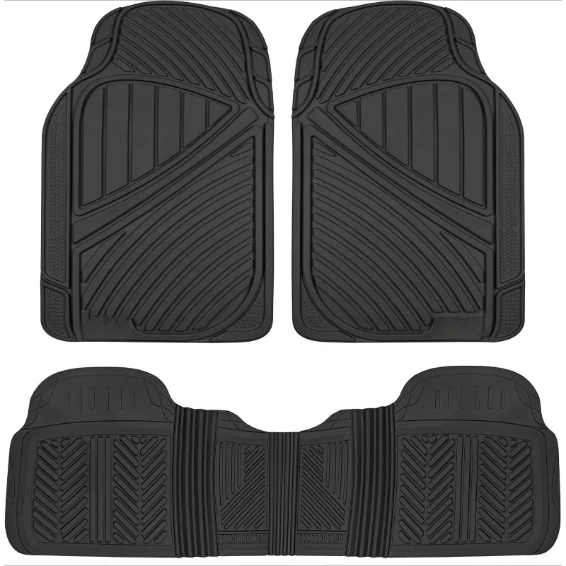 

All Weather Rubber Car Floor Mats - 3 Piece Floor Mats Automotive Liners for Cars Truck SUV, H