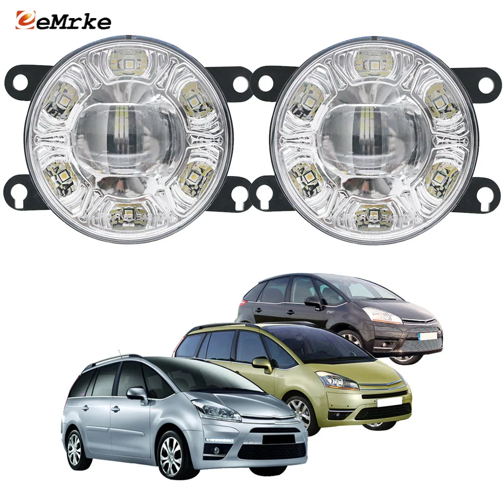 

2x LED Fog Lamp Assembly PTF for Citroen C4 Picasso, Grand C4 Picasso 2006-2013 with Lens + 6 DRL Car Daytime Running Light