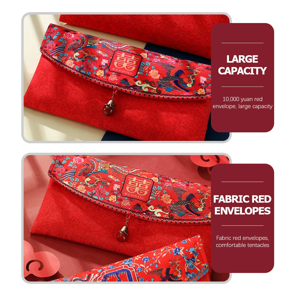

Wedding Red Envelope Pocket Chinese Fabric Money Envelopes Cloth Cash