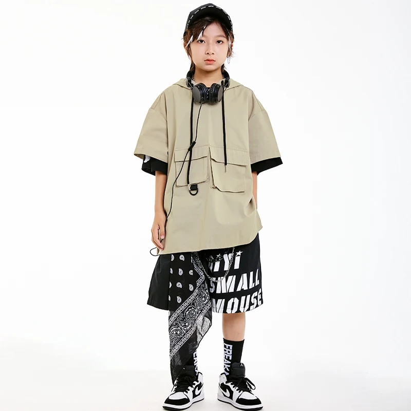 Cool Street Dance Suit Hip Hop Performance Jazz Dance Costume Practice Suit Boys Dance Teams Stage Clothes Children Suit DN20431
