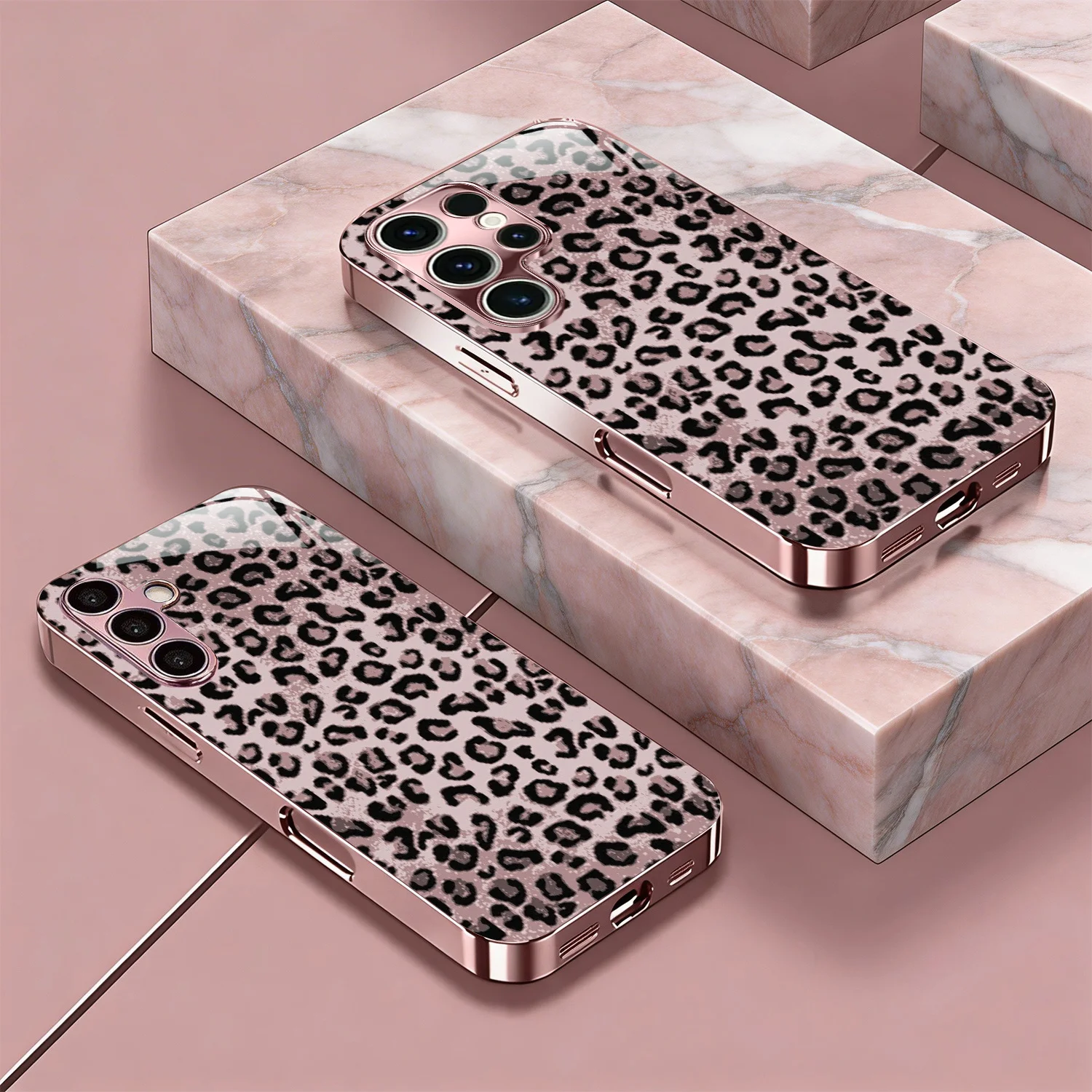 Leopard wallpaper glass phone case suitable for Samsung Galaxy S26 S25 S24 S23 S22 S20 FE/Ultra/Plus anti drop back cover
