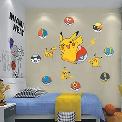 Cartoon Pikachu 3D Wall Sticker For Kids Room Living Room Bedroom Wall Decoration Kids Gifts Door PVC Sticker Movie Poster