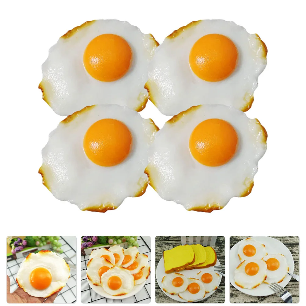 

4 Pcs Children Accessory Decorative Fried Egg Small Model Mini Toys for Toddlers Fake