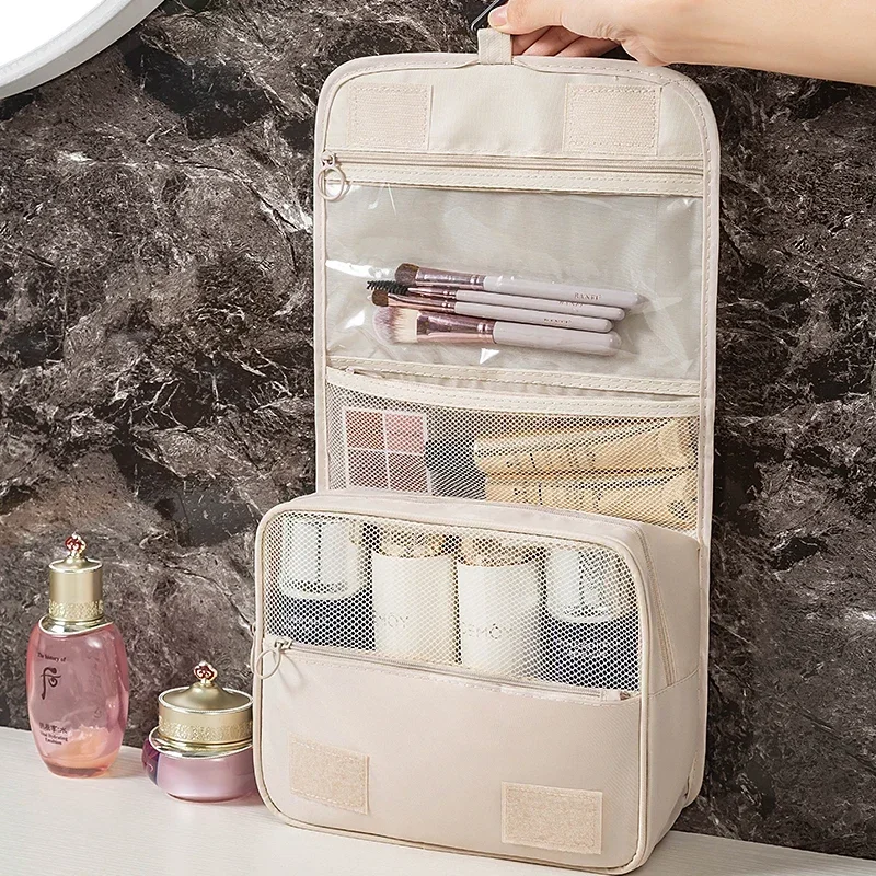 Borsa per il trucco Borse per cosmetici da viaggio Articoli da toeletta Organizzatore Custodia impermeabile Neceser Gancio per il bagno Custodia per il lavaggio Donne di alta qualità