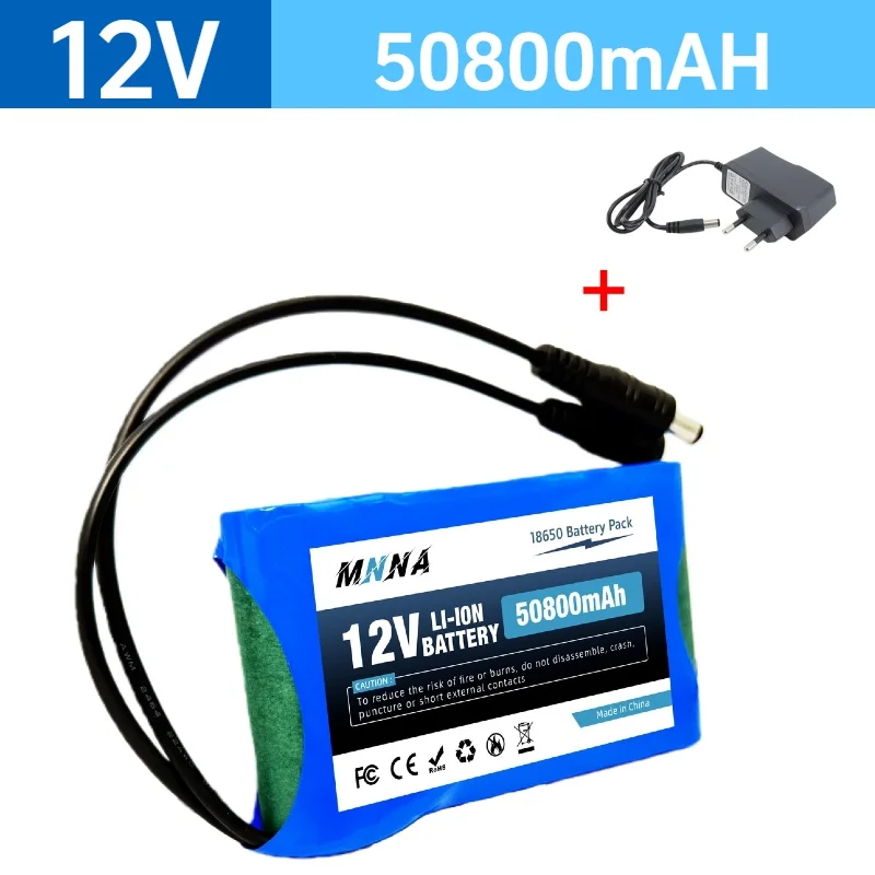 

12.6v 50.8Ah Rechargeable Lithium Ion Battery Pack NEW Portable Super 12V 50800mah Battery Capacity DC CCTV Cam Monitor +Charger