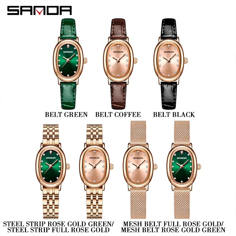 SANDA Ladies Elegant Oval Dial Waterproof Quartz Wrist watch Fashion Sports Waterproof Women\'s Watch Business Clock Reloj Mujer