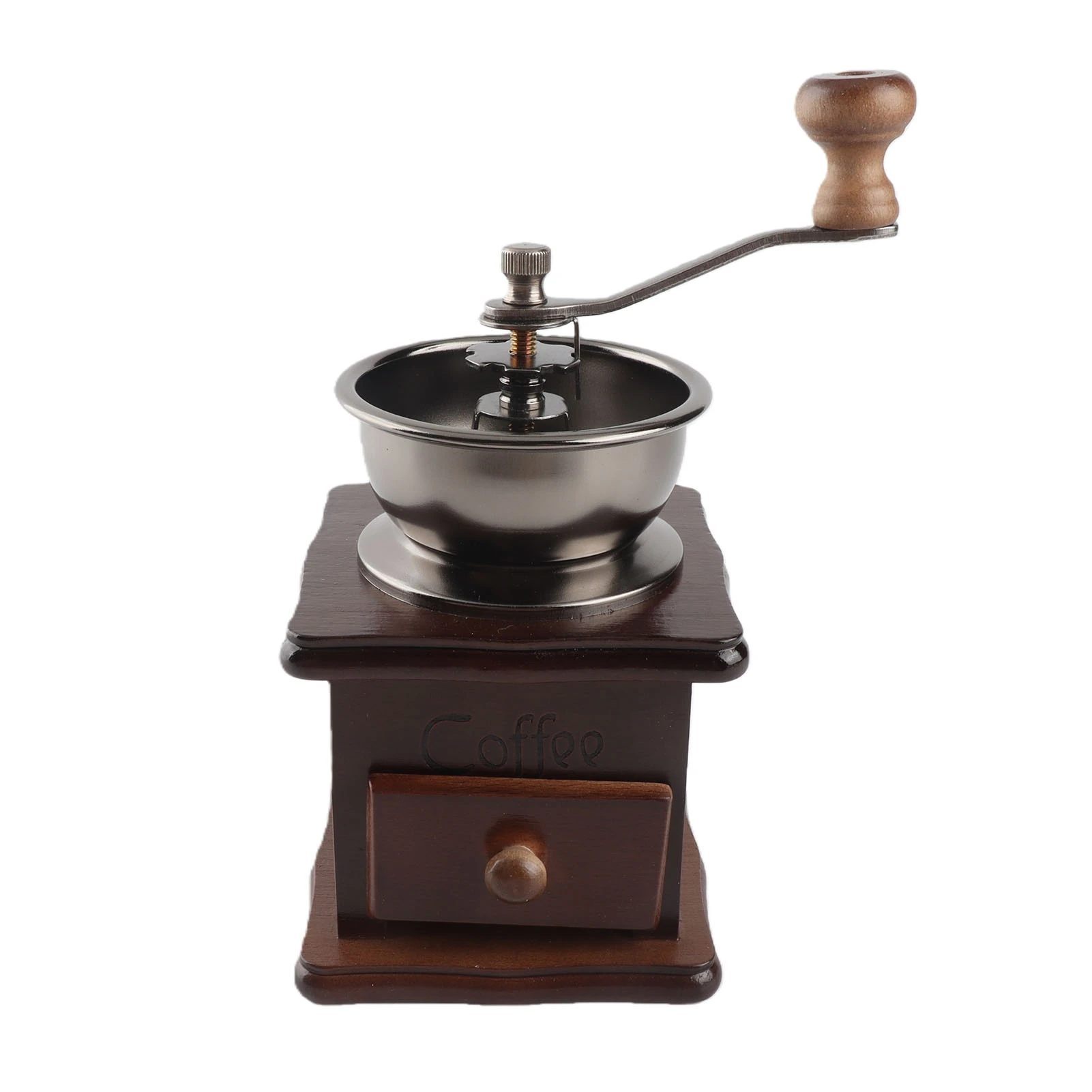 Hand Coffee Mill Grinder Retro Beech Classic Style Wood Base Rust Proof Stainless Steel Core Manual Coffee Mill