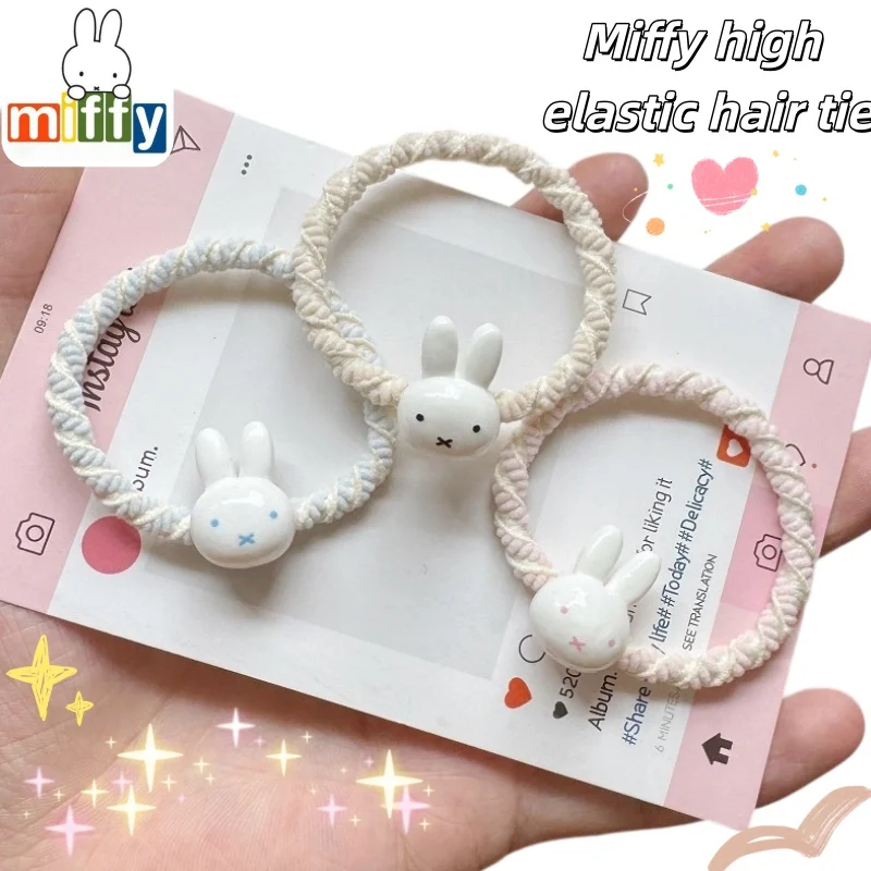 Cute Miffy Rabbit Cartoon Hair Rope, Super Kawaii Girly Sweet Headband, BFF Hair Tie Elastic Hair Accessory