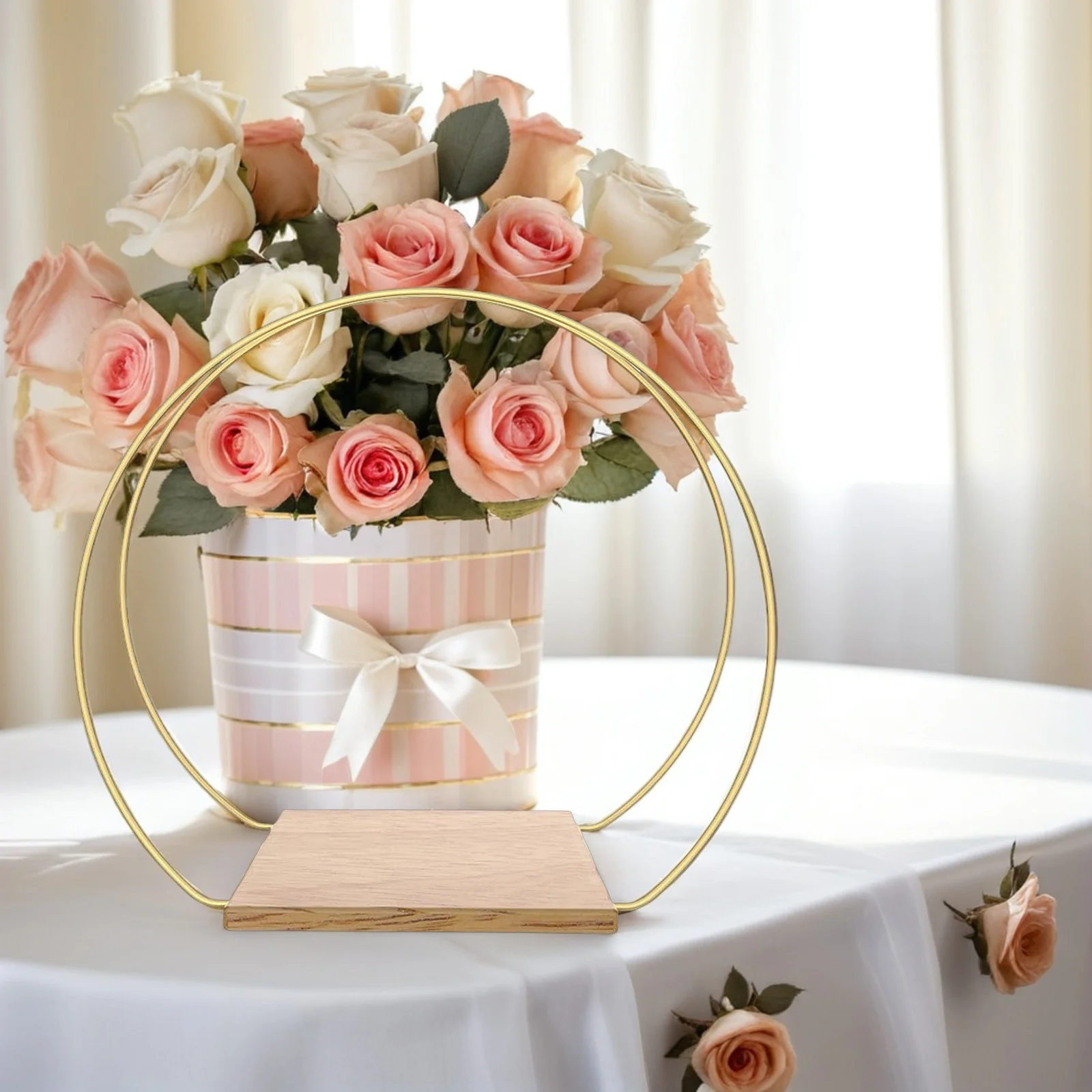 

2pcs Floral Hoop Wreath Base Metal Wooden Stand 30Cm Wedding Party Home Decor Diy Crafts Table Ring Dream Catcher Unique