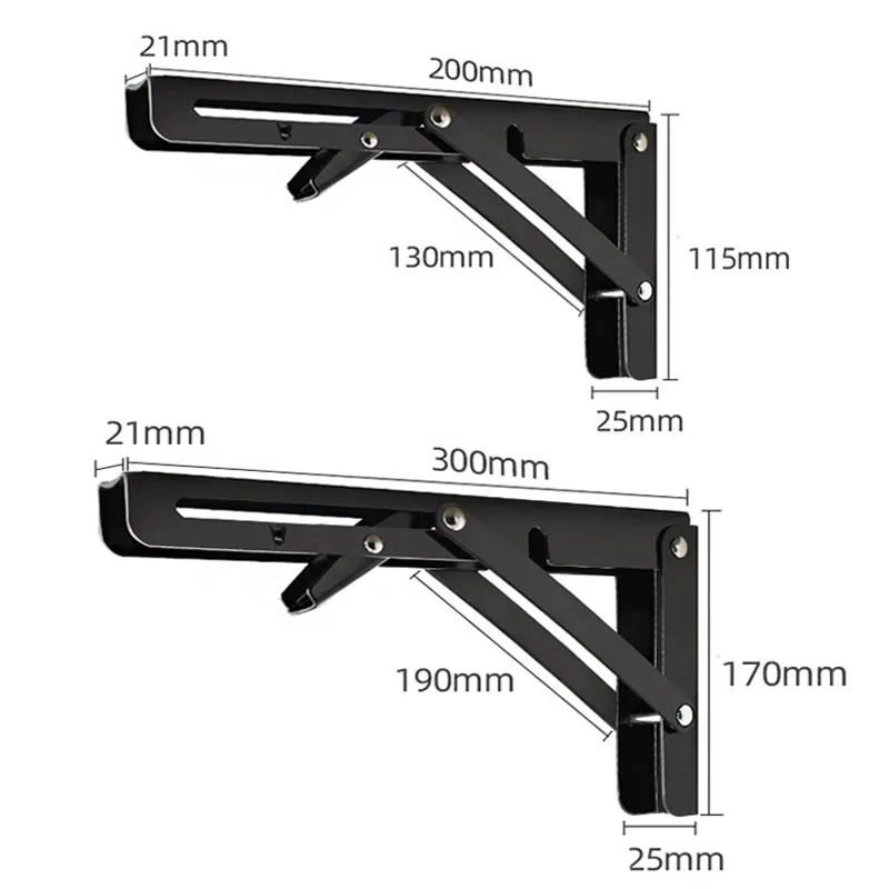 2Pcs Black Folding Bracket Stainless Steel Triangular Brackets Mini Fold Table Motorhome Caravan Camper Interior Accessories