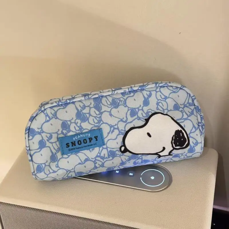 New Snoopy Pencil Case Cartoon Dog Print Canvas Pencil Case Student Stationery Bag Cosmetic Storage Makeup Pouch Organizer Gift view 6