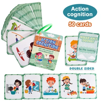 Kids Action Cognition Cards Funny Q&A Learning Classroom Interaction Aids English Teaching Educational Toys Montessori Material