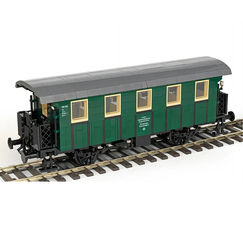 Moc bloco de construção de dois eixos carro de passageiros trem ferroviário transporte brinquedos quebra-cabeça diy modelo tecnologia tijolos conjunto natal presente