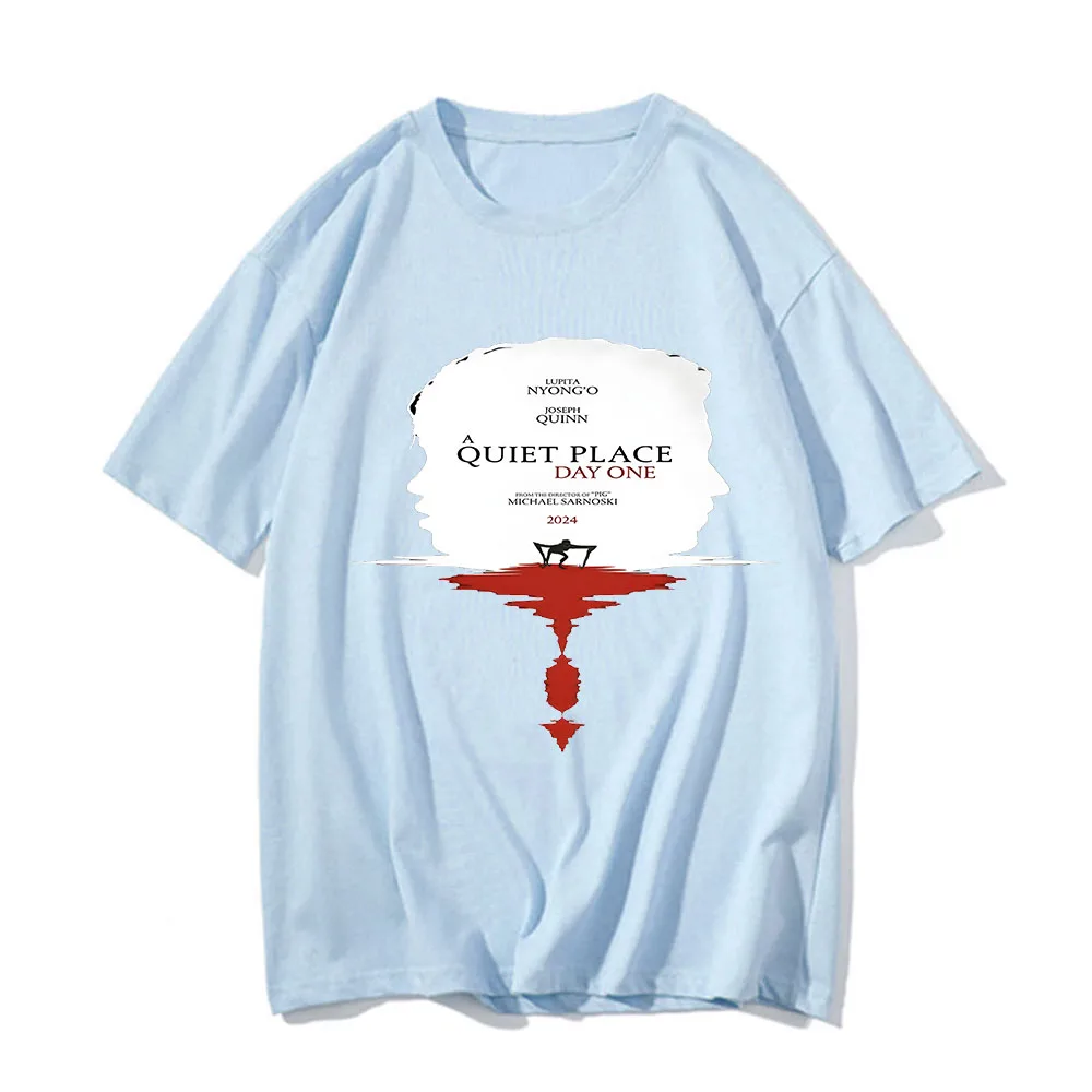 A Quiet Place Day One New Movie T-Shirt Men Women Oversized T Shirts Aesthetic Clothing Vintage Short Sleeve Classic Streetwear image 5