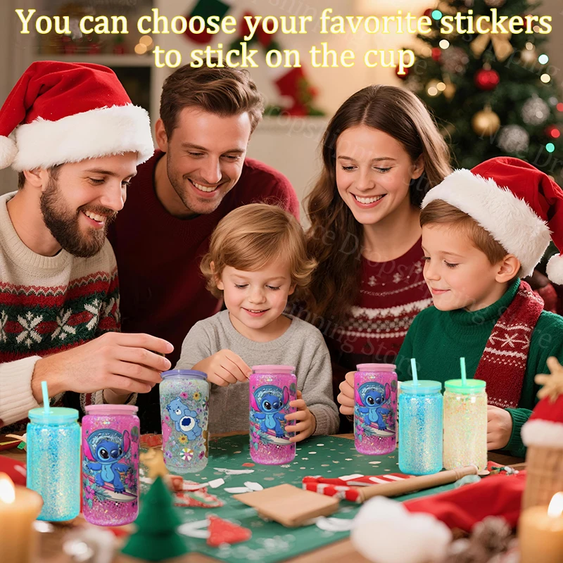 4-20Pcs 16OZ Snowglobe Tumbler with Pre Drilled Hole Double Wall Snowglobe Tumbler Reusable Plastic Mason Jar Cups for DIY Gift