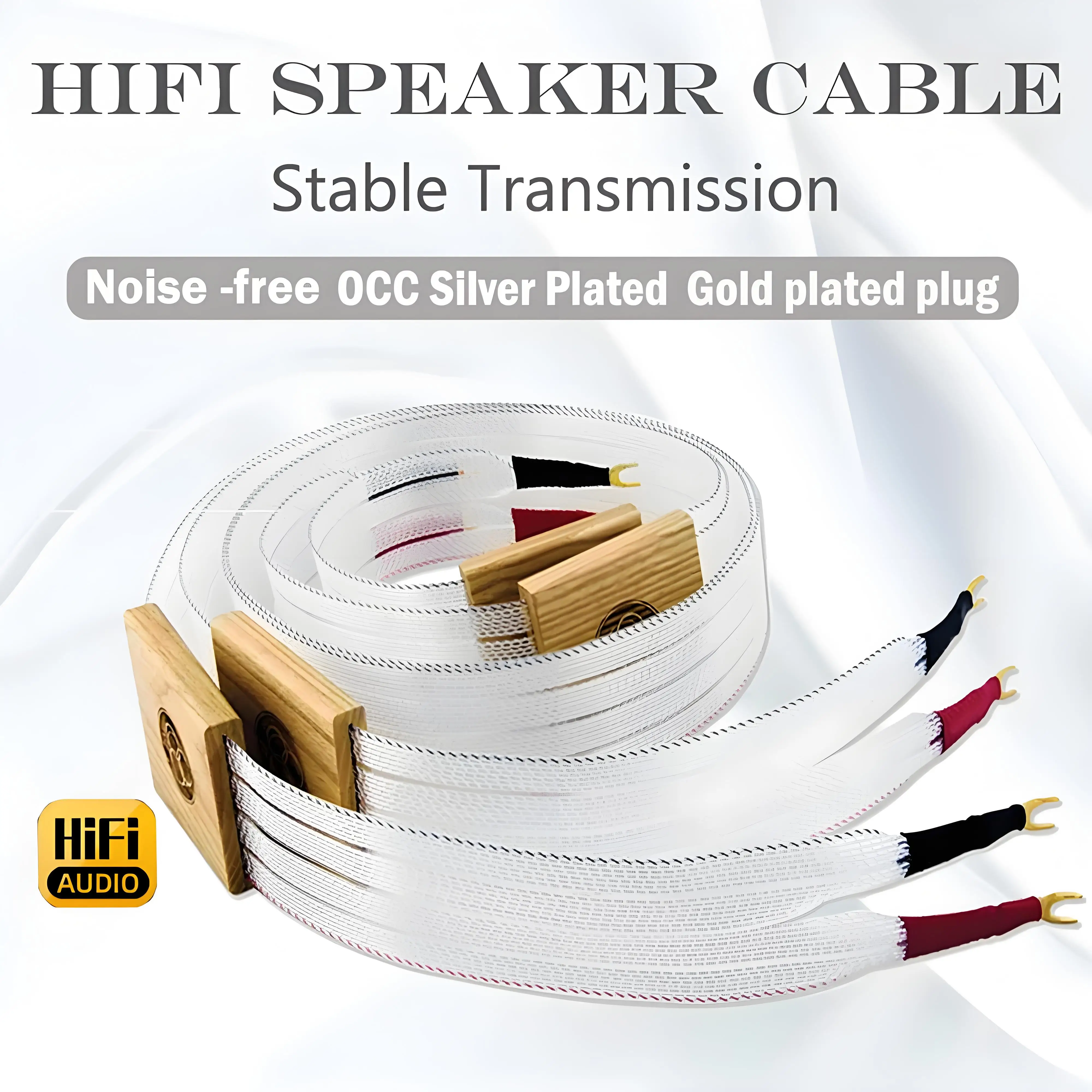 

HiFI Speaker Cable 7N OCC Silver Plated Speaker Cable Flat nordost valhalla 2 Speaker Cable Gold-plated Banana Y Plug for AMP