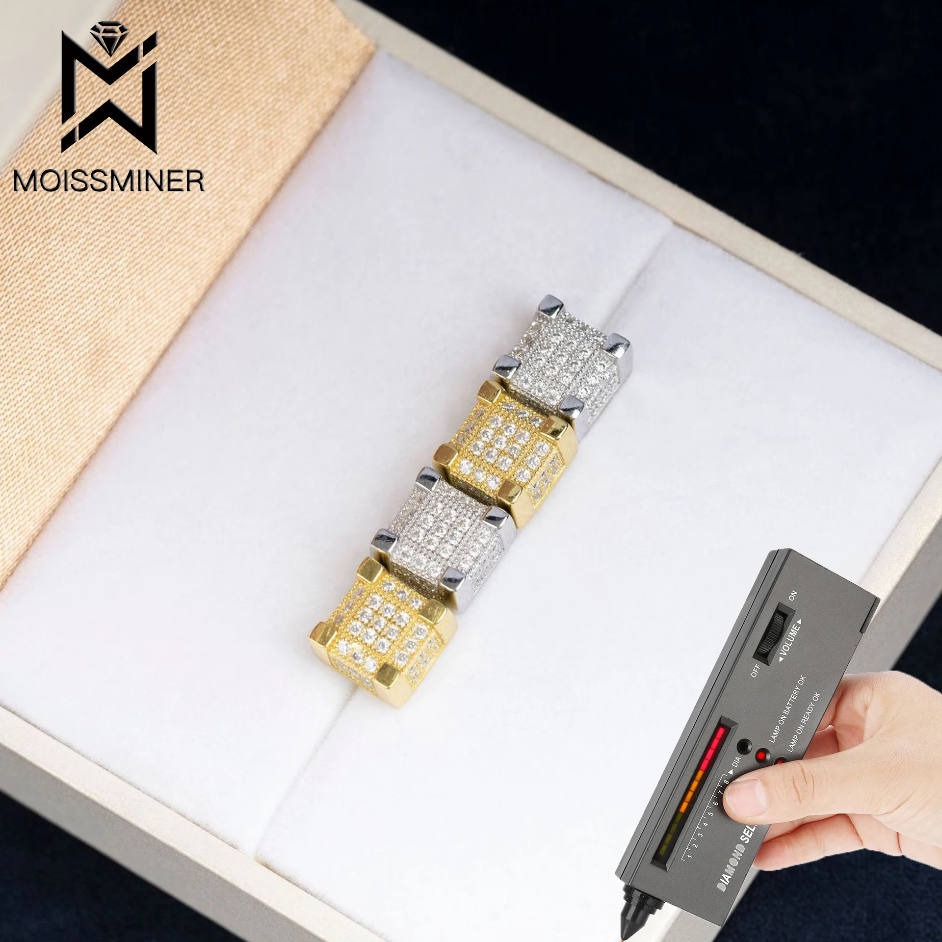 Square Moissanite Diamond Earrings For Women Ear Studs Men High-End Jewelry Pass Tester Free Shipping