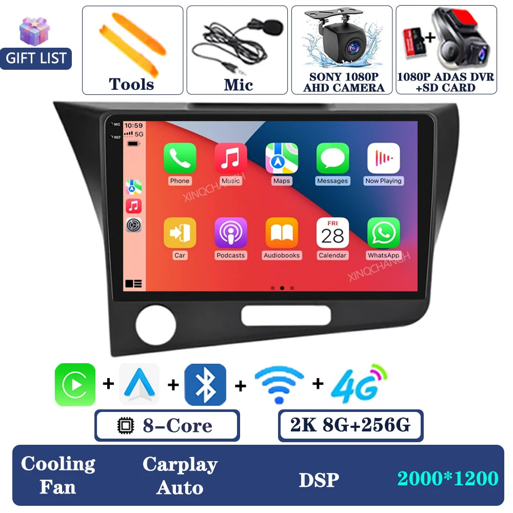 Android 15 Autoradio Voor Honda CRZ CR-Z 2010-2016 QLED Multimedia Stereo Video Player 4G LTE 5G WIFI 2DIN BT Carplay Auto GPS