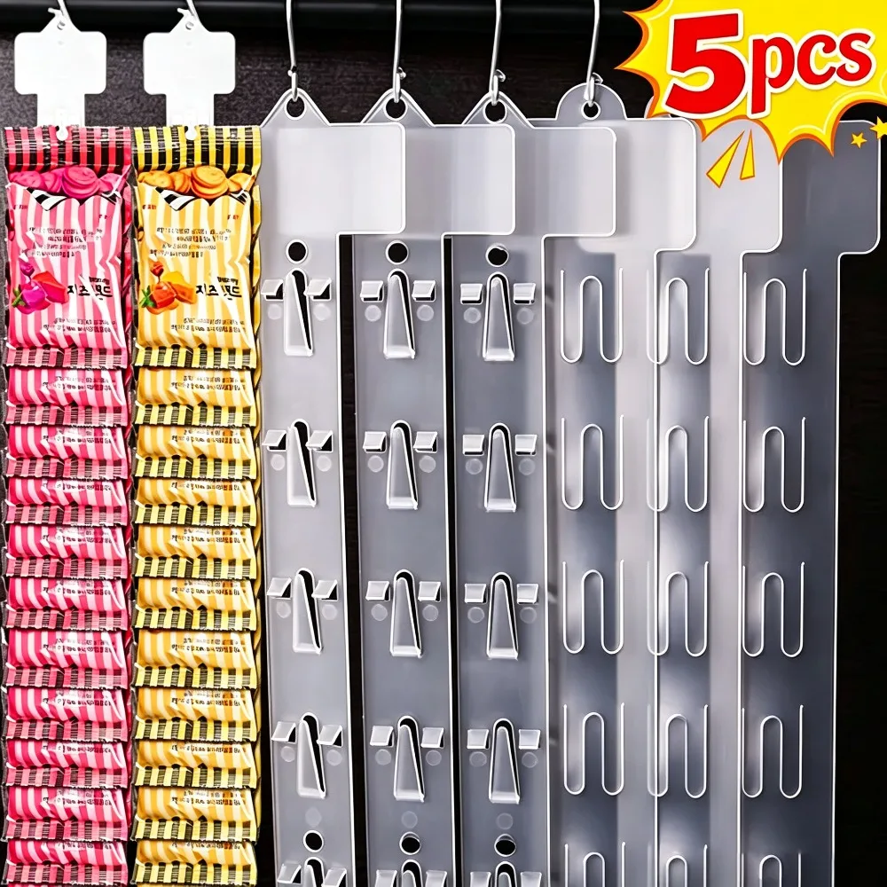 Plastic Snack Hanging Strips Store Hang Snacks Display Hanger with Hooks Supermarket Shelf Useful Shop Merchandising Clip Strip