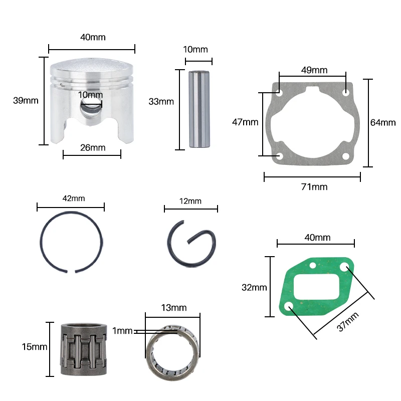 CMCP Kit Piston Silinder 40Mm untuk Set Gasket Cincin Piston Silinder Mesin Pemotong Sikat 40-5 Suku Cadang Mesin Pemotong Rumput
